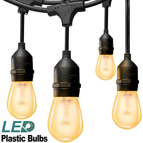 addlon 48FT LED Outdoor String Lights: with Dimmable 2W Bulbs – UL Listed Heavy-Duty Decorative LED Café Patio Lights