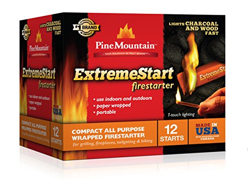 Pine Mountain ExtremeStart Wrapped Fire Starters, 12 Starts Firestarter Wood Fire Log for Campfire, Fireplace, Wood Stove, Fire Pit, Indoor & Outdoor Use