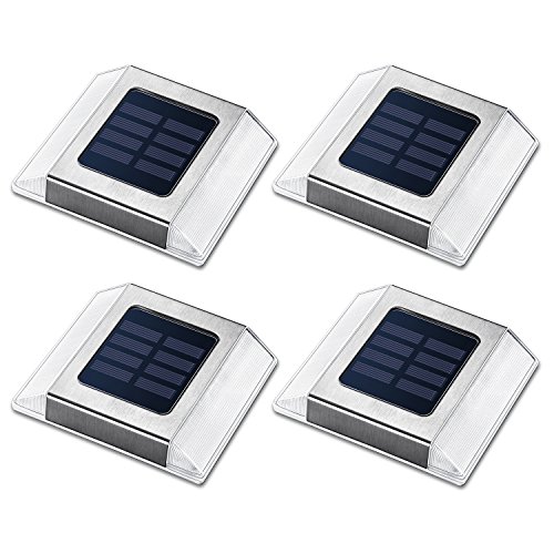 Siedinlar 4 Pack Solar Deck Lights Waterproof Step Lights Path Road Solar Lights for Garden Patio Yard Sidewalk Pathway Stairs Outdoor