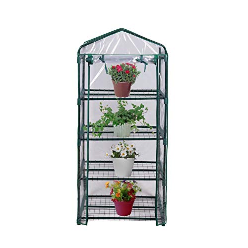 FORUP Mini Greenhouse 4 Tier, 27″ L x 19″ W x 62″ H (Green)