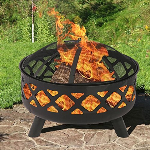 BestMassage 25″ Fire Pit Portable Outdoor Firepit Wood Fireplace Heater Patio Deck Yard