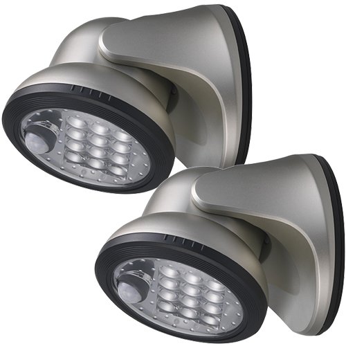 LIGHT IT! by Fulcrum 20036-101 12 LED Wireless Motion Sensor Weatherproof Porch Light, 2 Pack, Silver