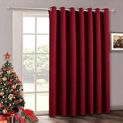 Vertical Blinds for Large Windows – Back Door Decoration Gazebo Patio Door Energy Smart, Keep Warm Holiday Blackout Curtains Extra Wide Long Panel for Good Sleep, 100″ Wide x 84″ Long, Burgundy Red