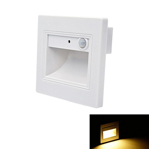 Yaeer Indoor/Outdoor Motion-Sensing LED Step/Stair Deck LED Light Wall Mount Landscape Footlight Stairway Lighting 120V, White, Warm White