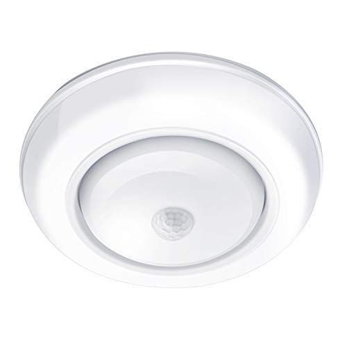 Motion Sensor Ceiling Light Battery Operated AriesTech Wireless Motion Sensing Activated LED Light White 180 Lumen Indoor for Entrance, Stairs, Hallway, Basement, Garage, Bathroom, Cabinet, Closet