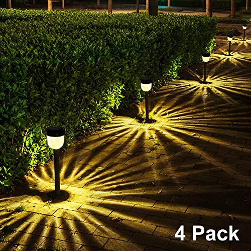 Outdoor Solar Lights 4 Pack Solar Pathway Lights Outdoor Garden Lights Outdoor Landscape Lighting for Lawn, Yard, Patio, Driveway, Walkway, Warm White