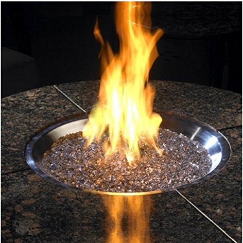 Outdoor Great Room Round Crystal Fire Stainless Steel Burner with Glass Fire Gems, 20-Inch