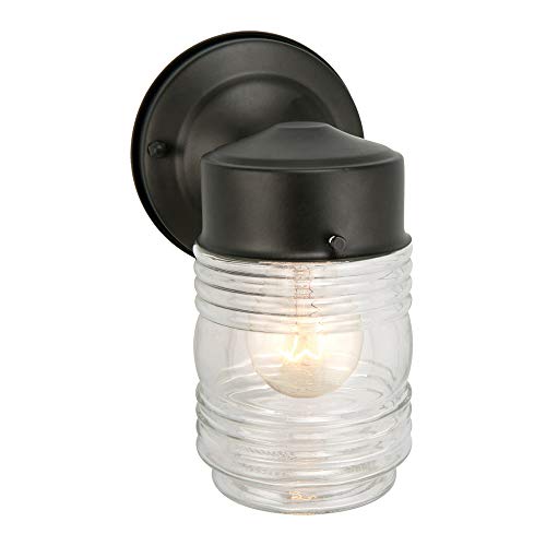 Design House 502195 Jelly Jar 1 Light Indoor/Outdoor Wall Light, Black