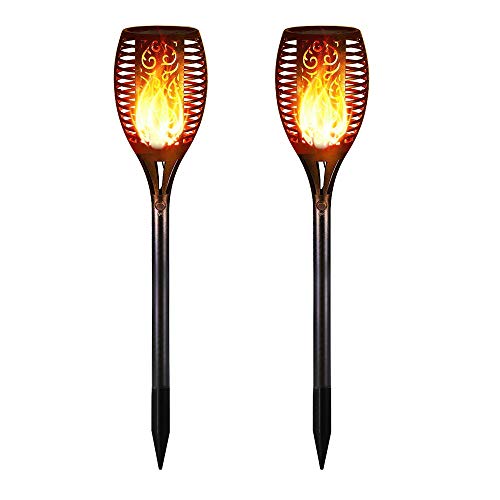 DEKOUH Solar Lights Outdoor Upgraded – Flickering Flames Torch Lights Solar Light – Dancing Flame Lighting 96 LED Dusk to Dawn Flickering Tiki Torches Outdoor Waterproof Garden