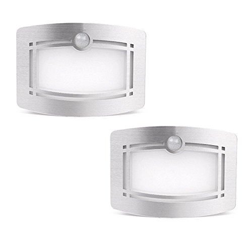 Prosshop 2 Pack LED Sconce Wall Light Modern Luxury Aluminum Stick Anywhere Bright Wireless Motion Sensor Activated Night Lamp Auto On/Off for Hallway, Pathway, Staircase, Garden