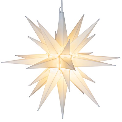 Elf Logic – 22″ Large White Moravian Star 2018 New & Improved Hanging Outdoor Christmas Star Light, Holiday Decoration, Porch Light, 3D Fixture, Advent Star (22 Inch Assembly Required)