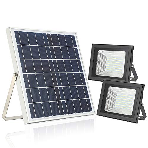 Solar Flood Light with Remote Control,Moresun 18W Dual 126 LEDs Lamp Solar Powered Flood Lights for Flag Pole Garden Lawn Patio Sign Driveway,Auto ON/Off