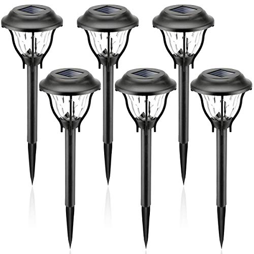 GIGALUMI Solar Pathway Lights, Wireless LED Solar Garden Lights, IP44 Waterproof Solar Path Lights for Outdoor Patio, Yard, Walkway, Lawn. (6 Pack)