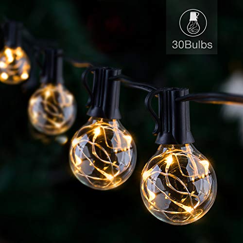 Novtech LED Outdoor String Lights 30FT 30Bulbs G40 Globe String Lights Waterproof Patio String Lights Outdoor Decorate Lights for Backyard Garden Cafe Party Decoration UL Standard