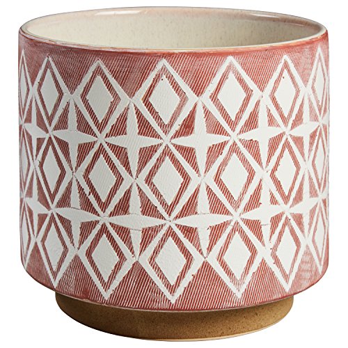 Rivet Modern Geometric Ceramic Planter, 8.6″H, Rose