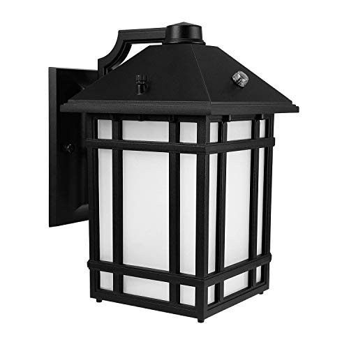 LED Outdoor Wall Lantern with Dusk to Dawn Photocell, 14W (60W Equiv.), Glass Lens, Energy Star & ETL Listed Exterior Wall Mount Lighting Fixture, 3000K Warm White, 1000lm, 5 Years Warranty