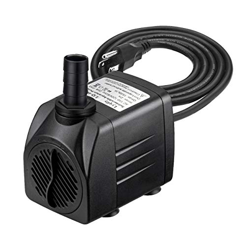 Lyqily 400GPH Water Pump Ultra Quiet 25W Submersible Fountain Aquarium Fish Pond Hydroponic Pump with 6.6ft High Lift, 5.9ft Three-pin Plug Power Cord, 2 Nozzles