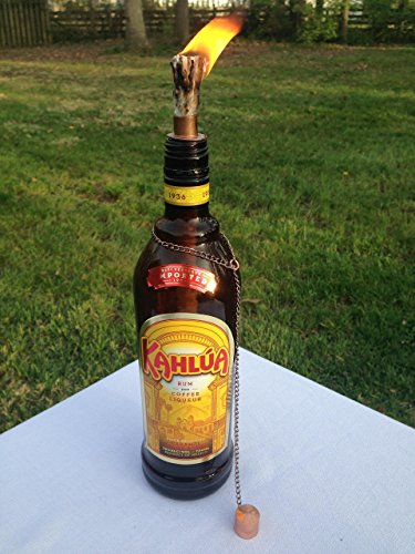 Tiki Torch – Kahlua Rum and Coffee Liqueur Bottle – Oil Lamp – Outdoor Lighting – Fiesta Decor – Garden Decor – Party Decor