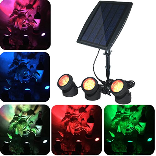 YADICO Solar Powered Submersible RGB Lamps Color Changing Landscape Spotlight Underwater Night Light for Garden Pool Pond Outdoor Decoration