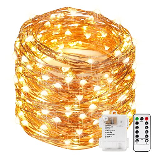 Kohree 120 Micro LEDs Fairy String Lights Battery Powered 40ft Long Ultra Thin String Copper Wire Lights with Remote Control and Timer Perfect for Weddings,Party,Bedroom-2C Batteries powered