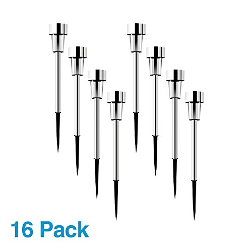 Spiceladen Solar Lights Outdoor – Solar Powered Pathway Lights, Stainless Steel Landscape Light for Patio, Lawn, Yard, Driveway, Walkway (16 Pack)