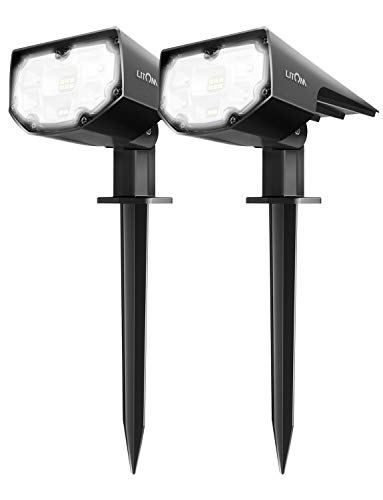 LITOM Upgraded 12 LED Solar Landscape Spotlights, IP67 Waterproof Solar Powered Wall Lights 2-in-1 Wireless Outdoor Solar Landscaping Lights for Yard Garden Driveway Porch Walkway Pool Patio 2 Pack