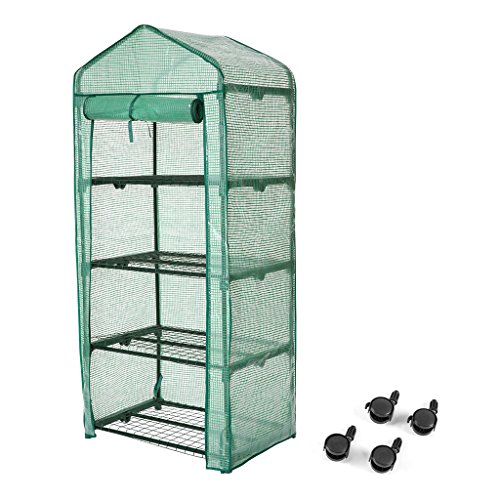 Finether 4-Tier Greenhouse, 27″ Wx19 Dx62 H Portable Garden House with Wheels for Indoor/Outdoor Plants
