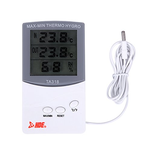 HDE Digital Hygrometer Indoor Outdoor Thermometer Digital Humidity and Temperature Monitor with LCD Display