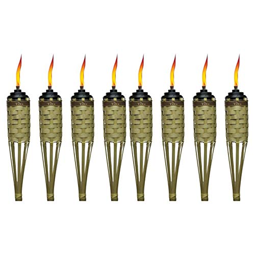 Tiki Brand 57″ Barbados Bamboo Torch with Easy-Pour System, Natural, Pack of 8