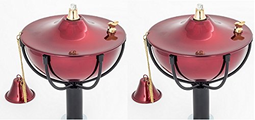 Maui Torch Set of 2, Landscape torch, Oil lamp, Tabletop Torch, Outdoor Lighting (Cranberry )