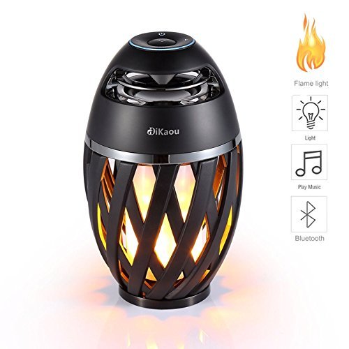 DIKAOU Led flame table lamp, Torch atmosphere Bluetooth speakers&Outdoor Portable Stereo Speaker with HD Audio and Enhanced Bass,LED flickers warm yellow lights BT4.2 for iPhone/iPad /Android