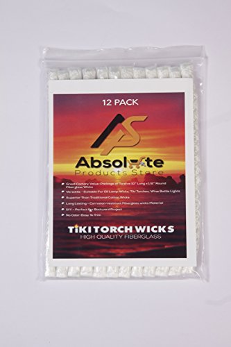 Absolute Products Store Fiberglass Replacement Tiki Torch Wicks – 1/2 by 10 Inch Long for Your Summer Craft Projects