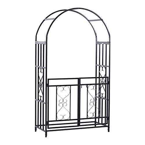 Outsunny 45″ x 20″ x 81″ Steel Metal Decorative Backyard Arch Arbor with Gate