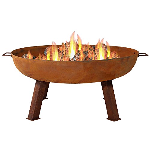 Sunnydaze 34 Inch Large Fire Pit Bowl, Outdoor Wood-Burning, Cast Iron Rustic