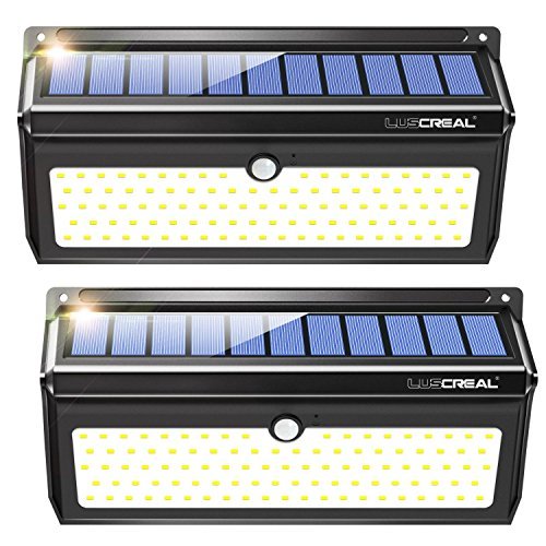 Solar lights Outdoor, Luscreal Super Bright 100 LED Solar Motion Sensor Security Wall Lights for Front Door Back Yard Garage Deck Porch Step Stair Garden Fence Driveaway Patio (2000LM, 2PACK)