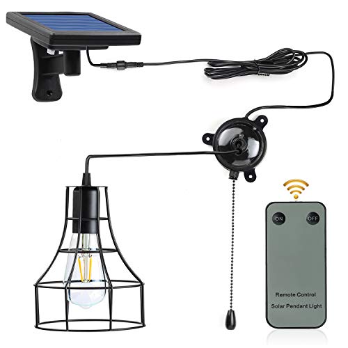 Indoor Solar Barn Lights,Kyson Solar Powered Led Shed Light with On Off Switch and Pull Cord Also Replaceable Vintage Edison Bulb