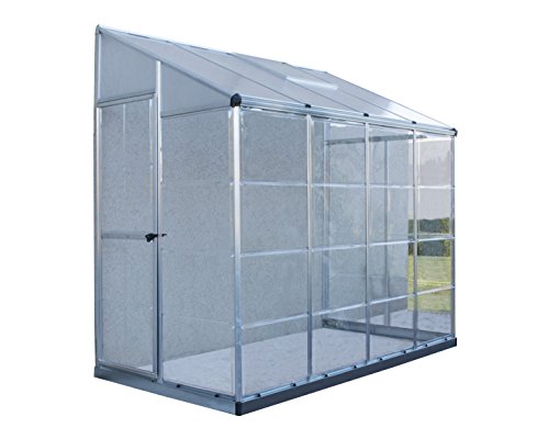 Palram Hybrid Lean Greenhouse, 4′ x 8′, Silver