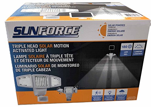 Sunforce Solar Triple Head Motion Activated Security Light 1500 Lumens