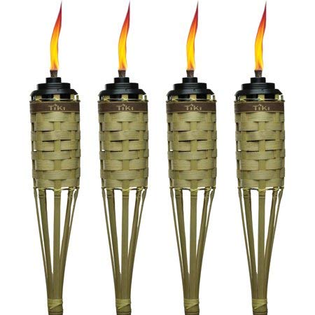 Tiki Brand 57″ Barbados Bamboo Torch with Easy-Pour System, Natural, Pack of 4