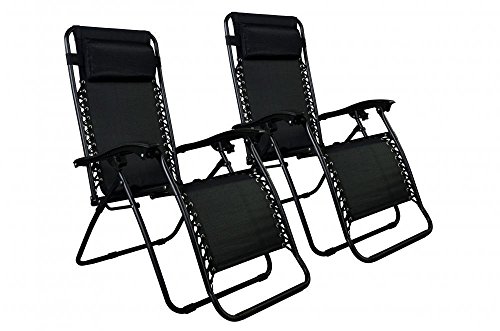 ShopForAllYou Outdoor Yard Beach Chairs Case Of 2 Lounge Patio Chairs New Zero Gravity (Black)