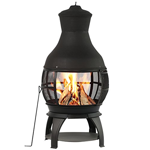 BALI OUTDOORS Outdoor Fireplace Wooden Fire Pit, Chimenea Black