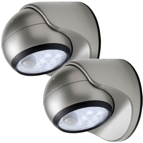 LIGHT IT! by Fulcrum 20035-101 6 LED Wireless Motion Sensor Weatherproof Porch Light, 2 Pack, Silver