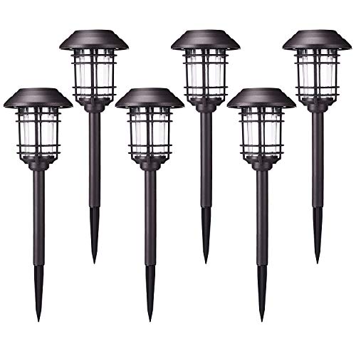 AZIRIER Solar Lights Outdoor Waterproof Outdoor Garden Lights, Solar Pathway Security Lights for OutdoorWall Backyard Fence Garage Garden Driveway 6 Pack