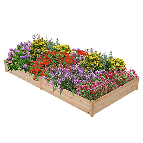 Yaheetech 4 x 8 ft Wooden Garden Box/Bed Outdoor Planter Boxes for Vegetables/Flower