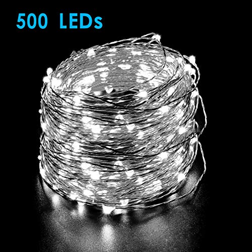 QXZGYD 500 LEDs String Lights,Waterproof 164ft Cable String Lights with 8 Light Effects for Patio, Garden, Yard, Parties, Wedding[Warm White]