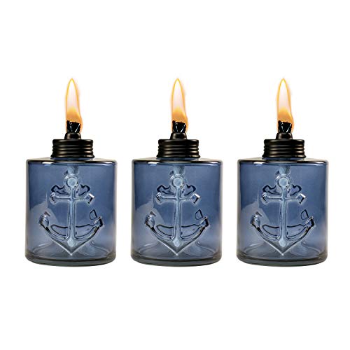 Tiki Brand 1118128 5.5-inch Set Sail Glass Table Blue 3-Pack Torch