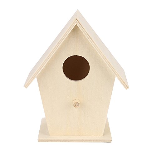 certainPL Natural Wood Bird House Birdhouse Nest for Outdoor Garden Tree Decor (A)