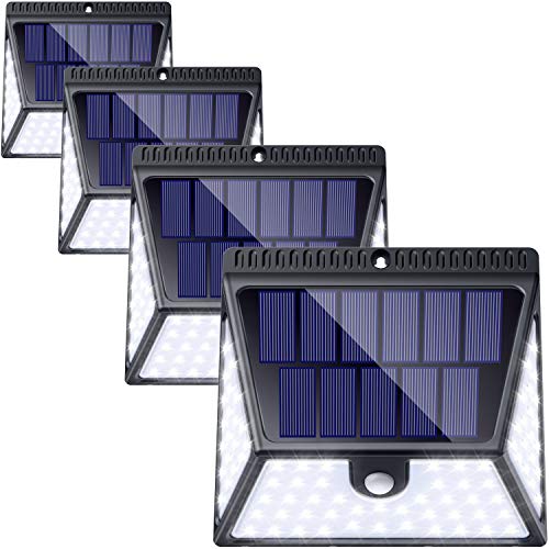 82 LED Solar Lights Outdoor, Solar Motion Sensor Light Outdoor Flood Night Light Wireless Waterproof Solar Powered Outside Solar Security Wall Lights for Front Door, Yard, Deck, Porch, 4 Pack LUSCREAL