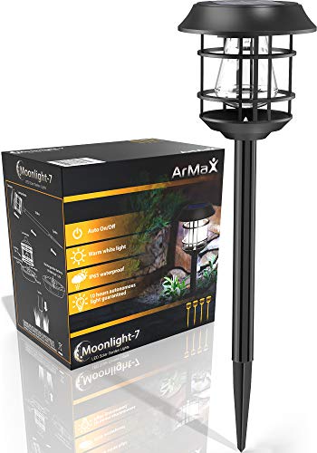 ArMax Solar Walkway In-Ground Stake Lights Outdoor – For Garden Pathway Driveway Sidewalk Yard Lawn Path – Outside Landscape Lighting – Bright Warm White LED Light Up To 25HR – 4 Pack Set – Waterproof