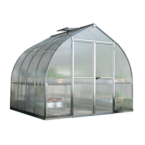 Palram Bella Hobby Greenhouse, 8′ x 8′, Silver with Twin Wall Glazing